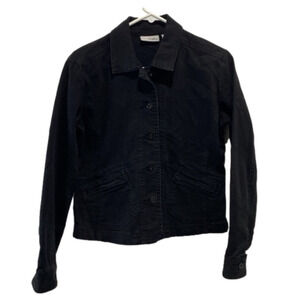 Chico’s Platinum Denim Black Jean Moto Jacket Size 0 Small